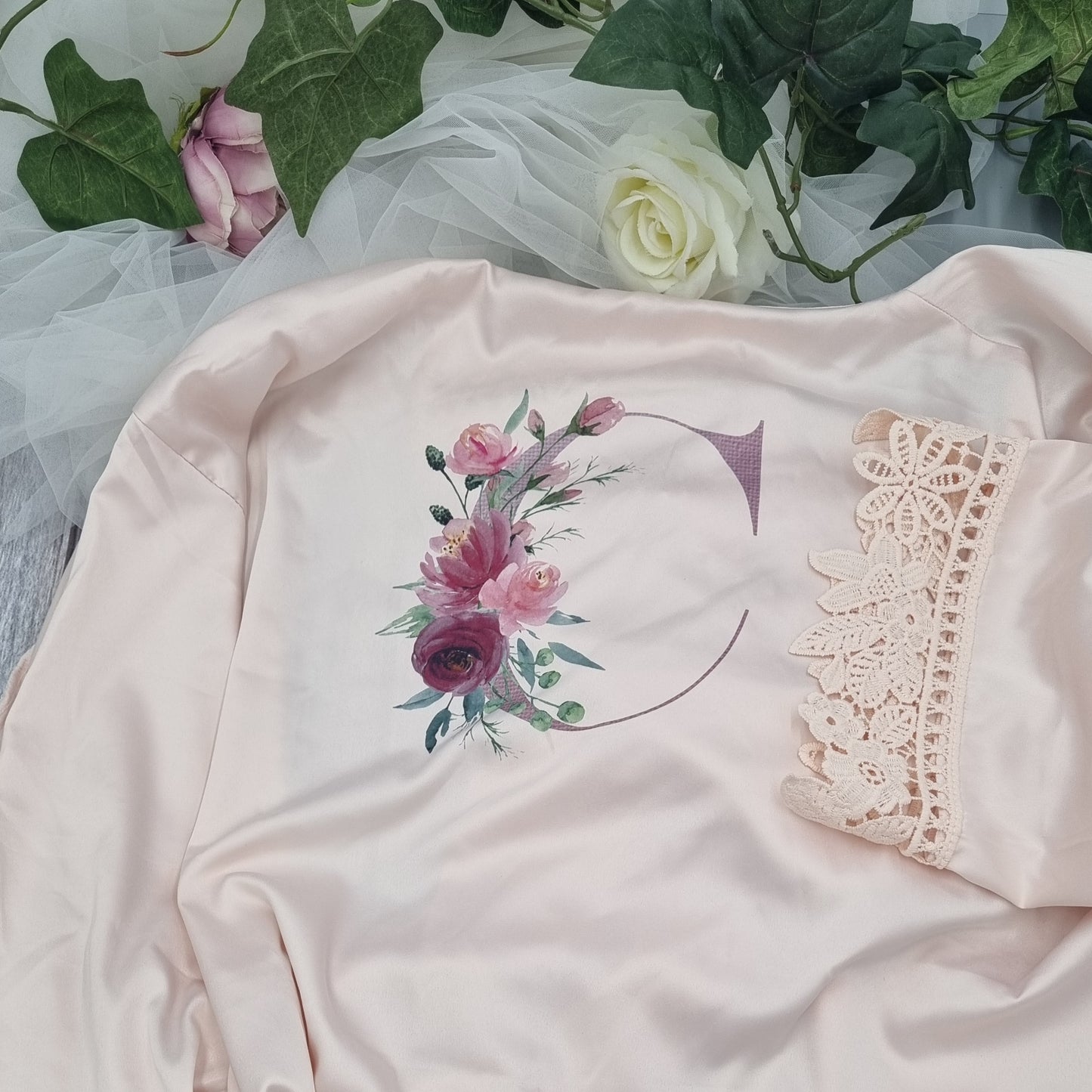 Blush Pink Robe With Letter C