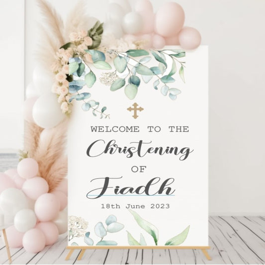 Christening Memory Book and Welcome Sign Bundle