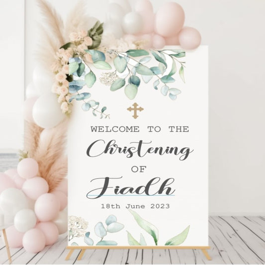Christening Memory Book and Welcome Sign Bundle