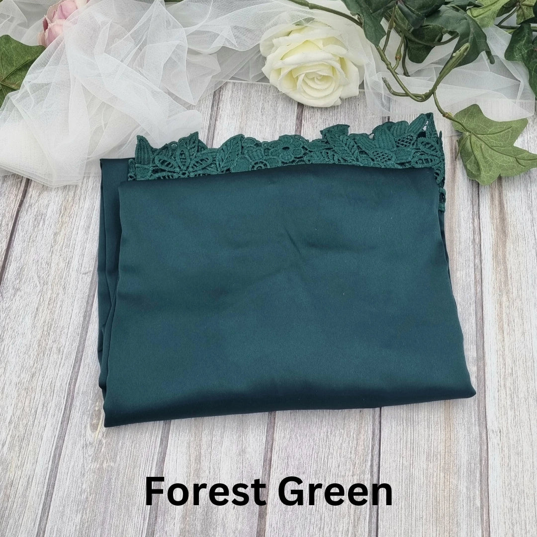 Forest Green  robe with lace detail