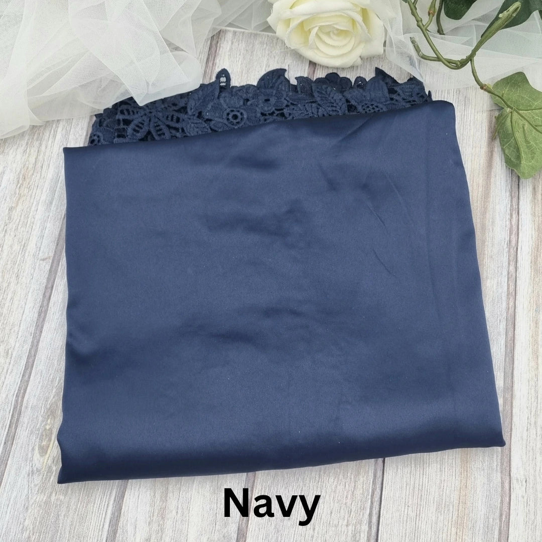 Navy robe with lace detail