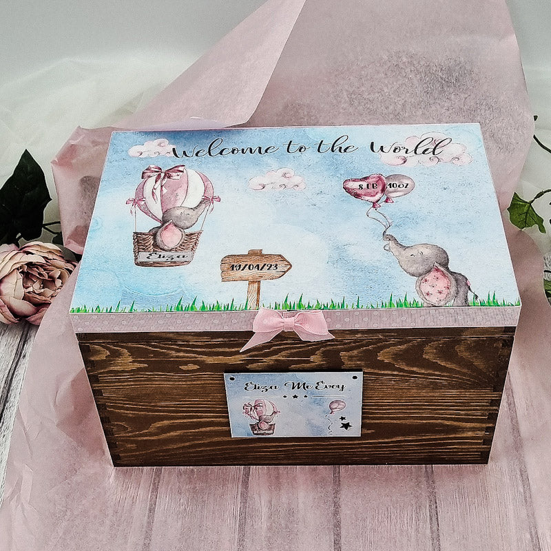 Personalised Baby Elephant Keepsake Box