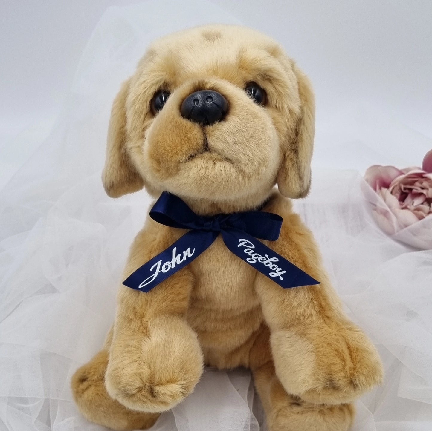 Personalised page boy keepsake gift set including teddy bear, gift bag, card and tag with Ring Security wedding design