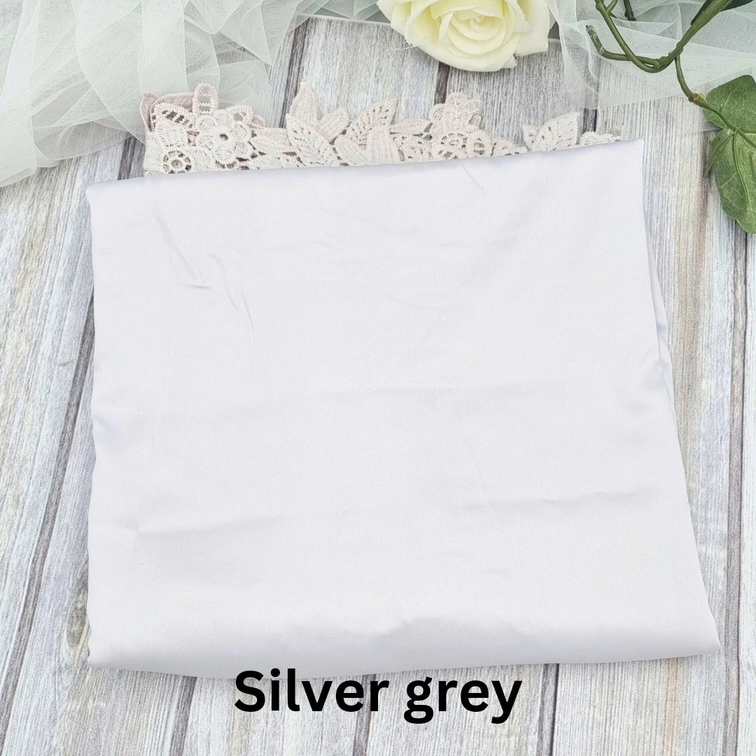 Silver gray robe with lace detail