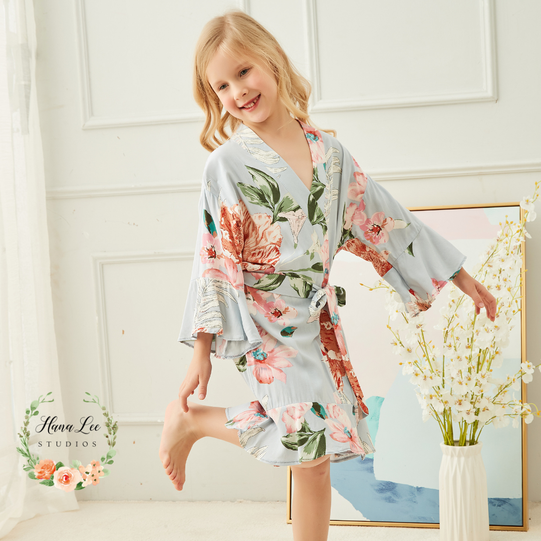 Kids Flower Girl Floral Robes