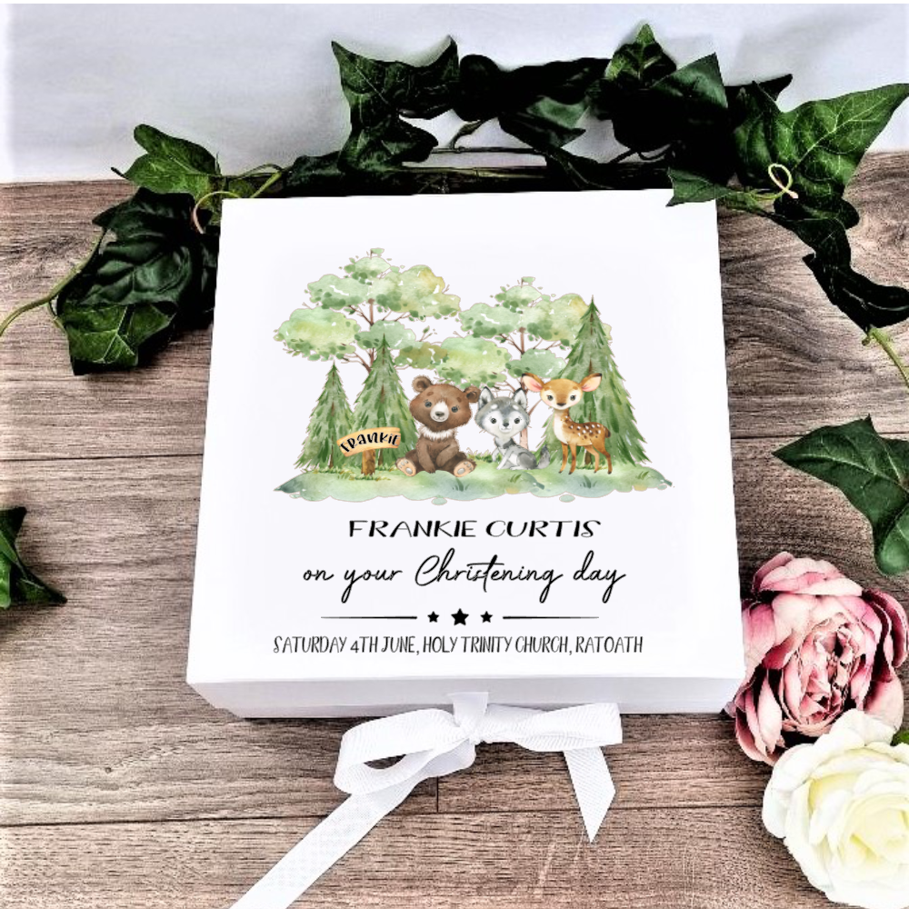 Woodland Animals Baby Keepsake Box Medium
