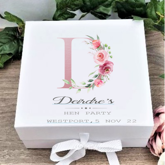 Hen Party Memory Keepsake Box Pink Letter