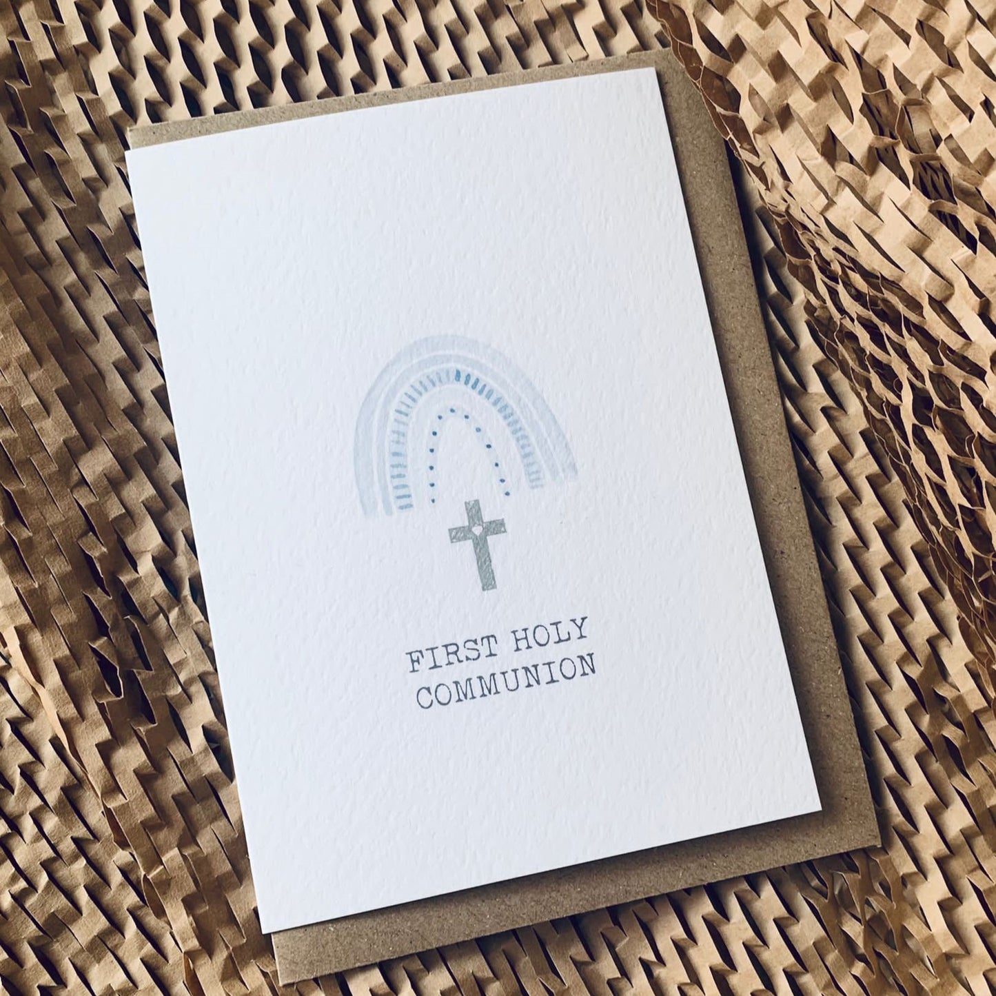 Hand Made First Communion Gift Card Blue