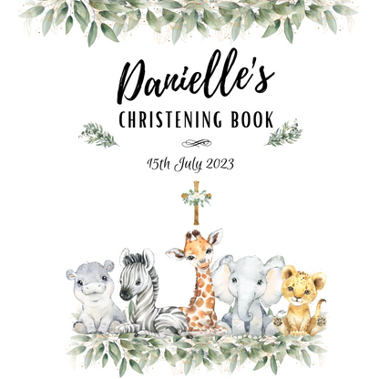 Personalised Animal Safari Christening Guest Book