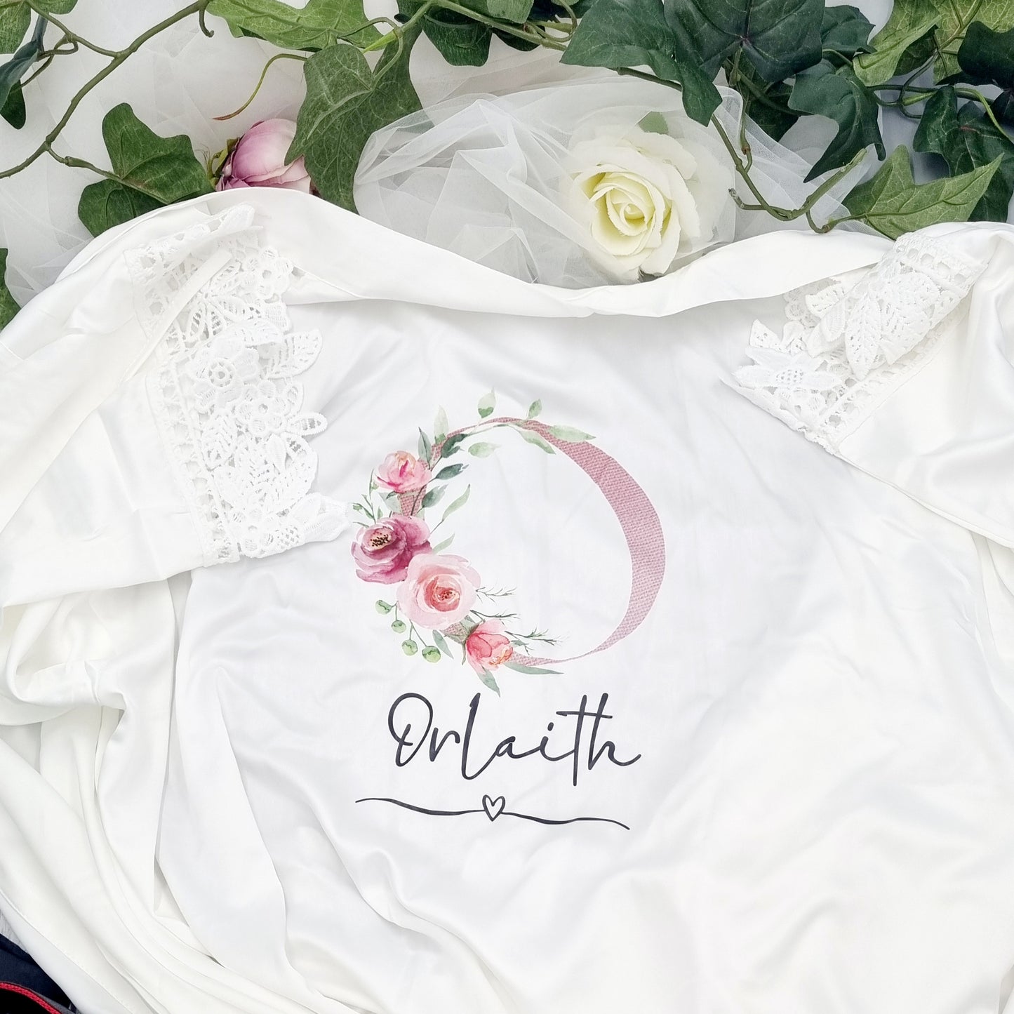 White Robe with Pink Letter Orlaith