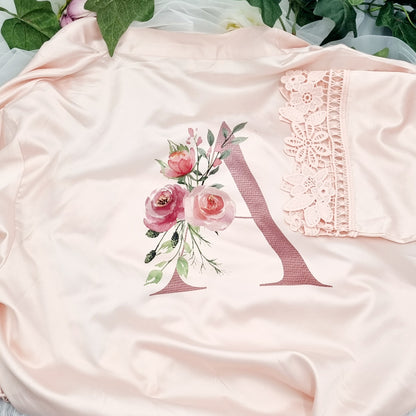 Blush Pink Robe with Letter A