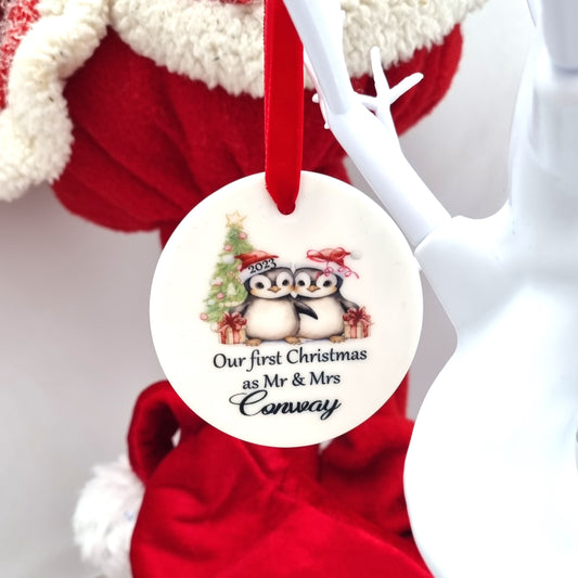First Christmas as Mr & Mrs Hanging Ceramic Decoration