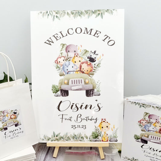 Personalised Animal Safari Birthday Welcome Sign