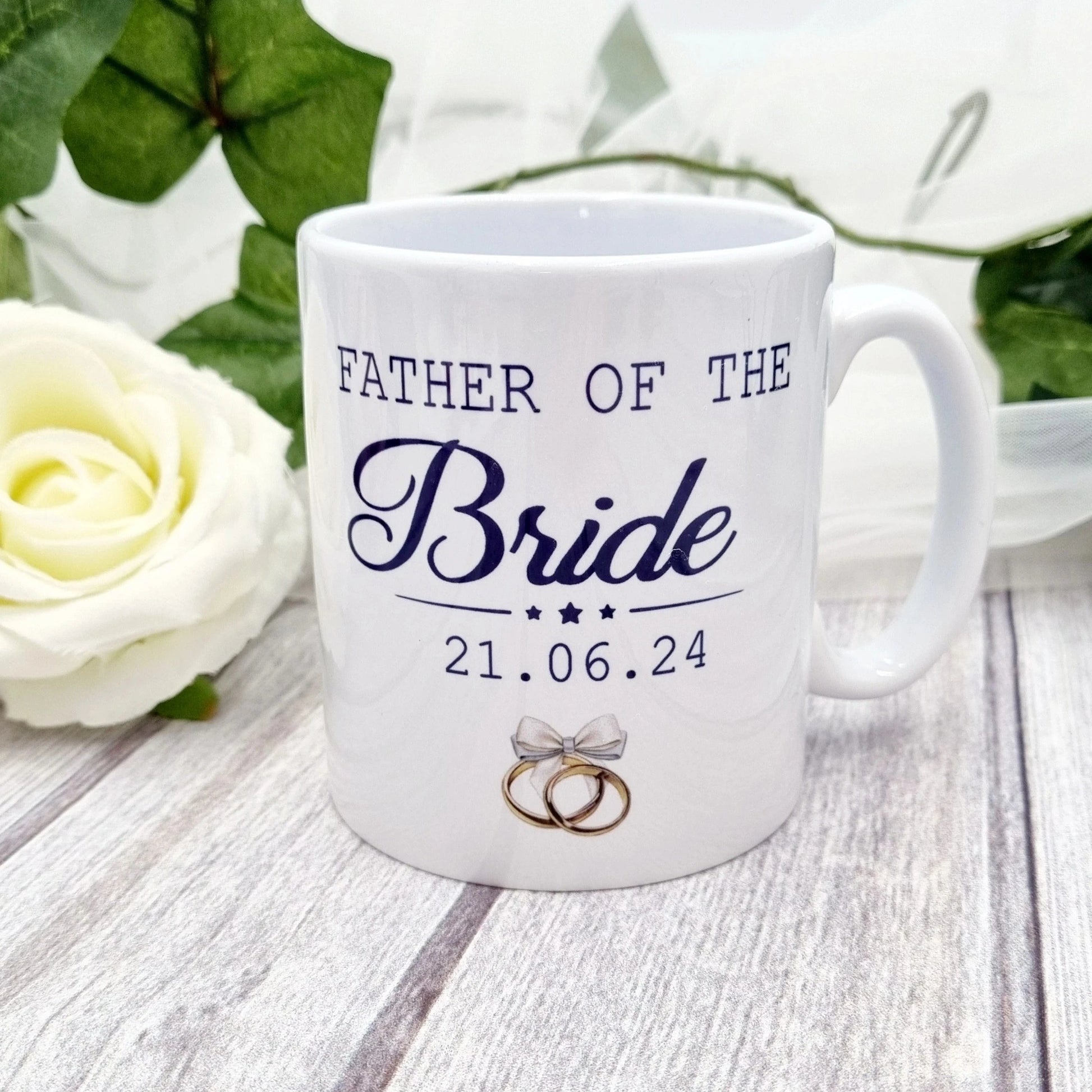 Personalised mug for father of the bride with date and name