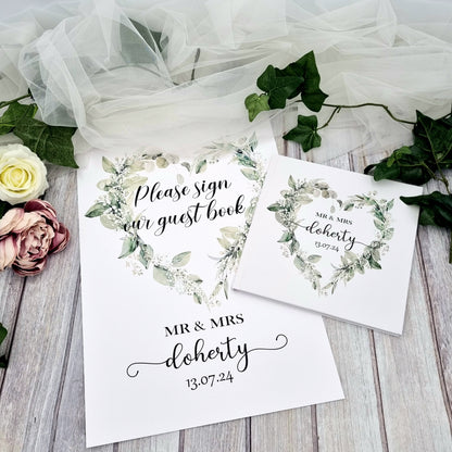 Heart Wedding Guest Book & Sign Bundle