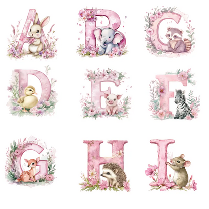 Personalised Children's Initial Cushion – Pink Floral Design