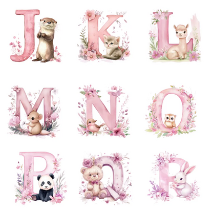 Personalised Children's Initial Cushion – Pink Floral Design