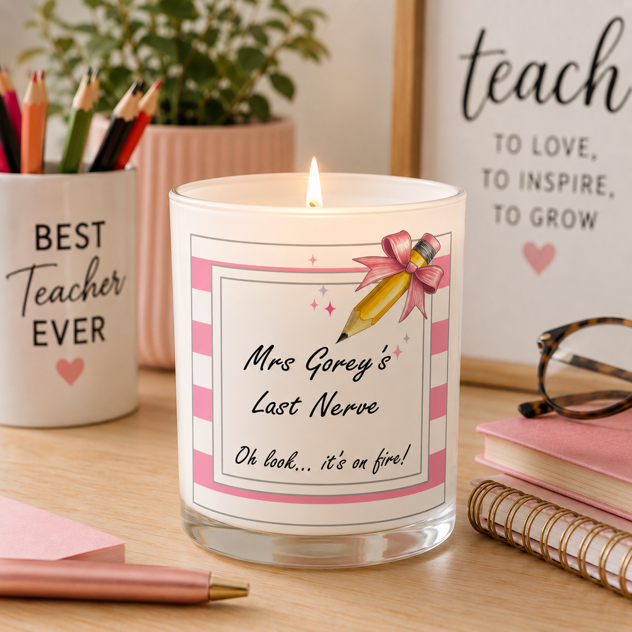 Personalised Teacher Candle Ireland | Soy Wax Glass Jar Candle