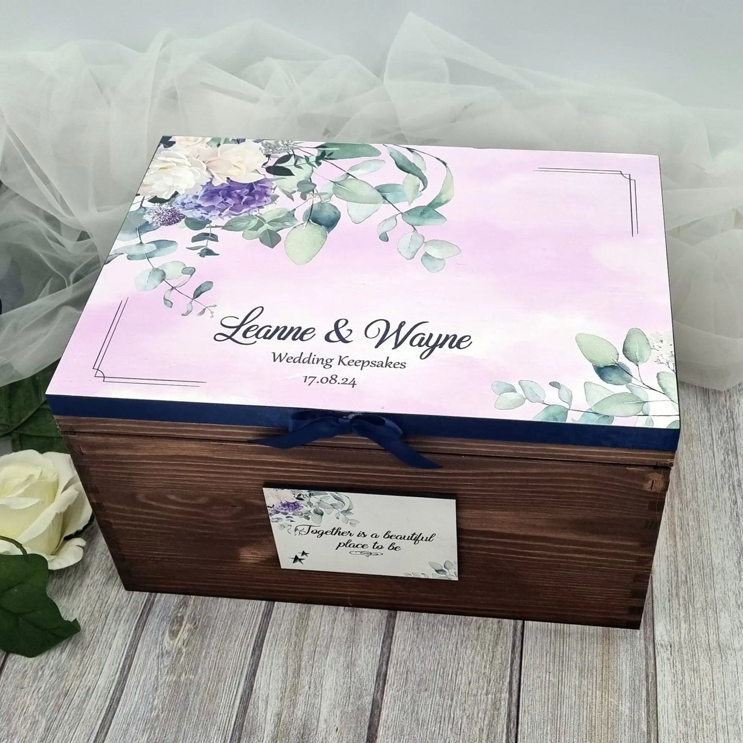 Wooden personalised wedding keepsake box