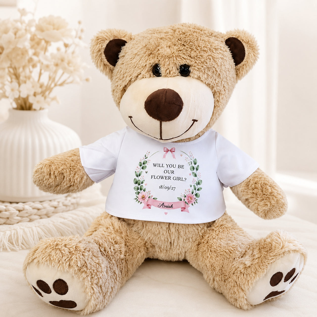 Brown Personalised Flower Girl Teddy Bear