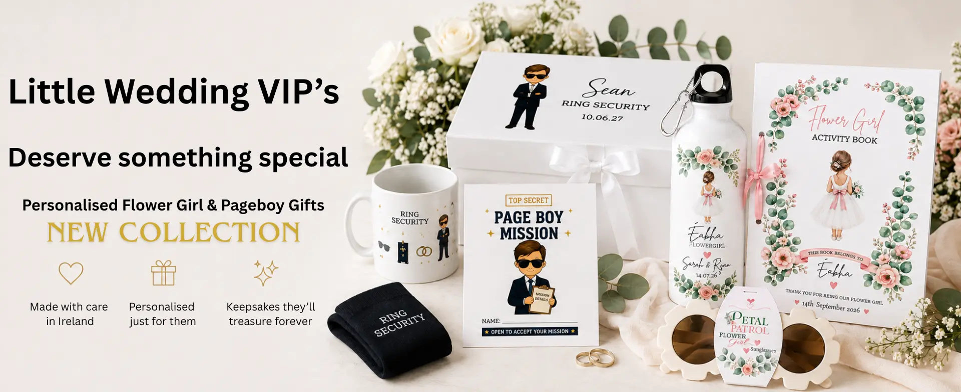 Flower girl and page boy gift ideas from hanalee studios. Personalised gifts for both flower girls and page boys ireland 