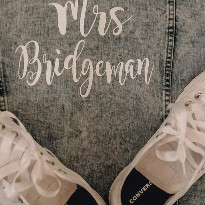 Personalised Bridal Denim Jacket with Pearls | Printed in Ireland
