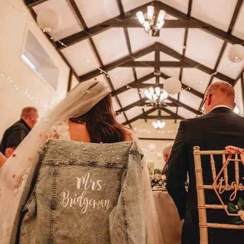 Personalised Bridal Denim Jacket with Pearls | Printed in Ireland
