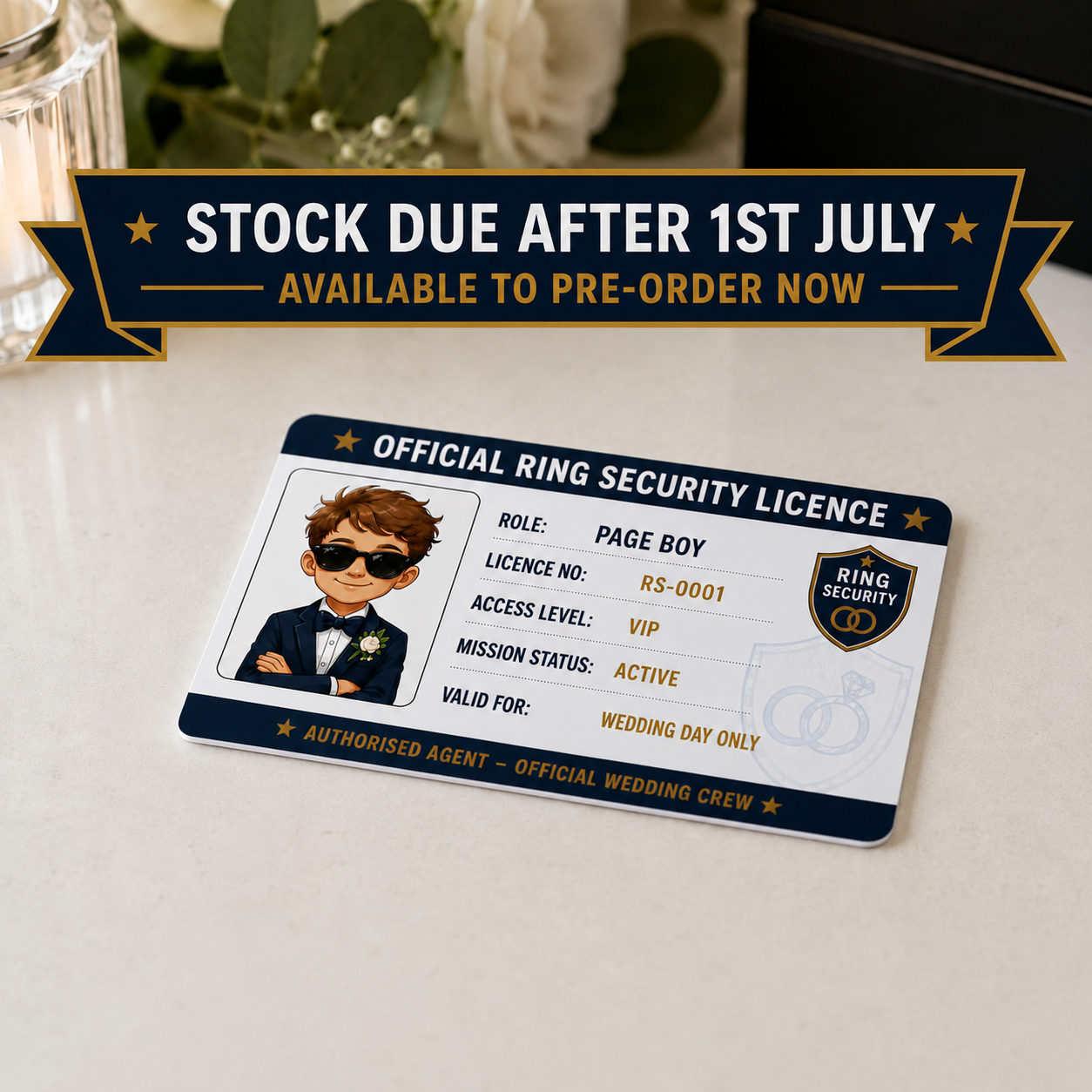 Official Ring Security Licence Card for Page Boys & Ring Bearers