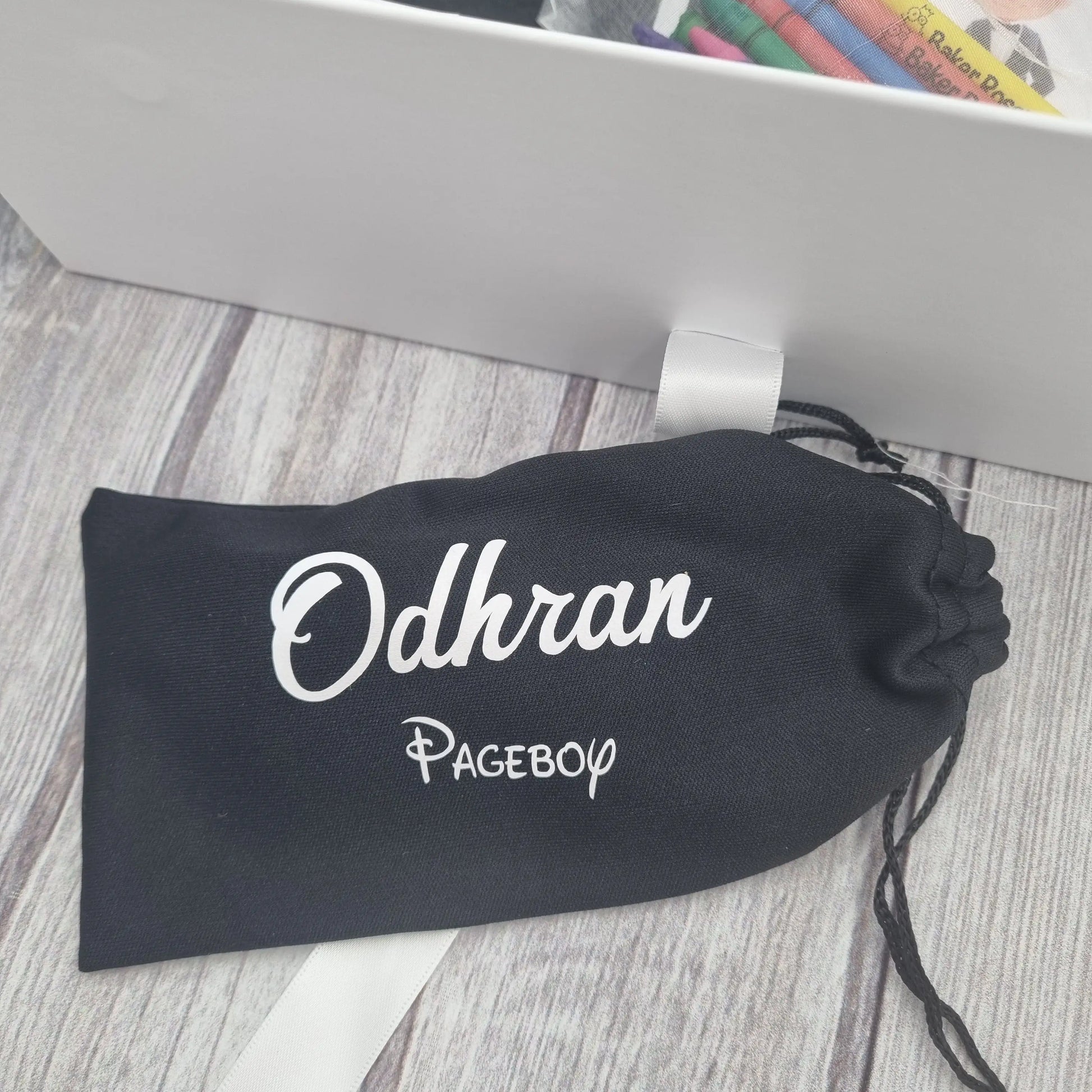 Personalised sunglasses fabric case for pageboy