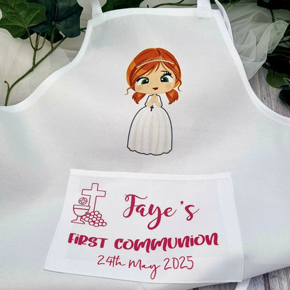 Personalised First Communion apron for boy or girl with child’s name and communion date, Irish made keepsake gift