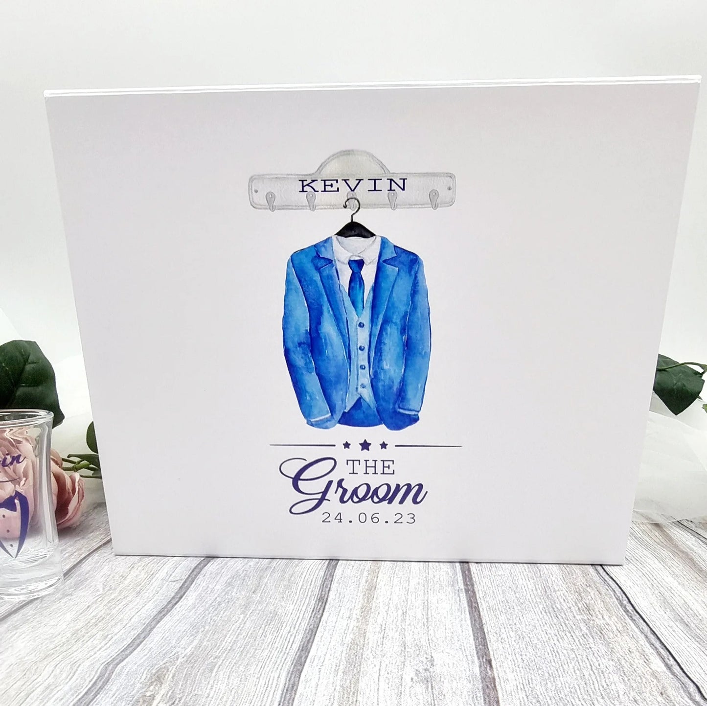 personalised groom gift box ireland wedding keepsake box with name and date blue suit design