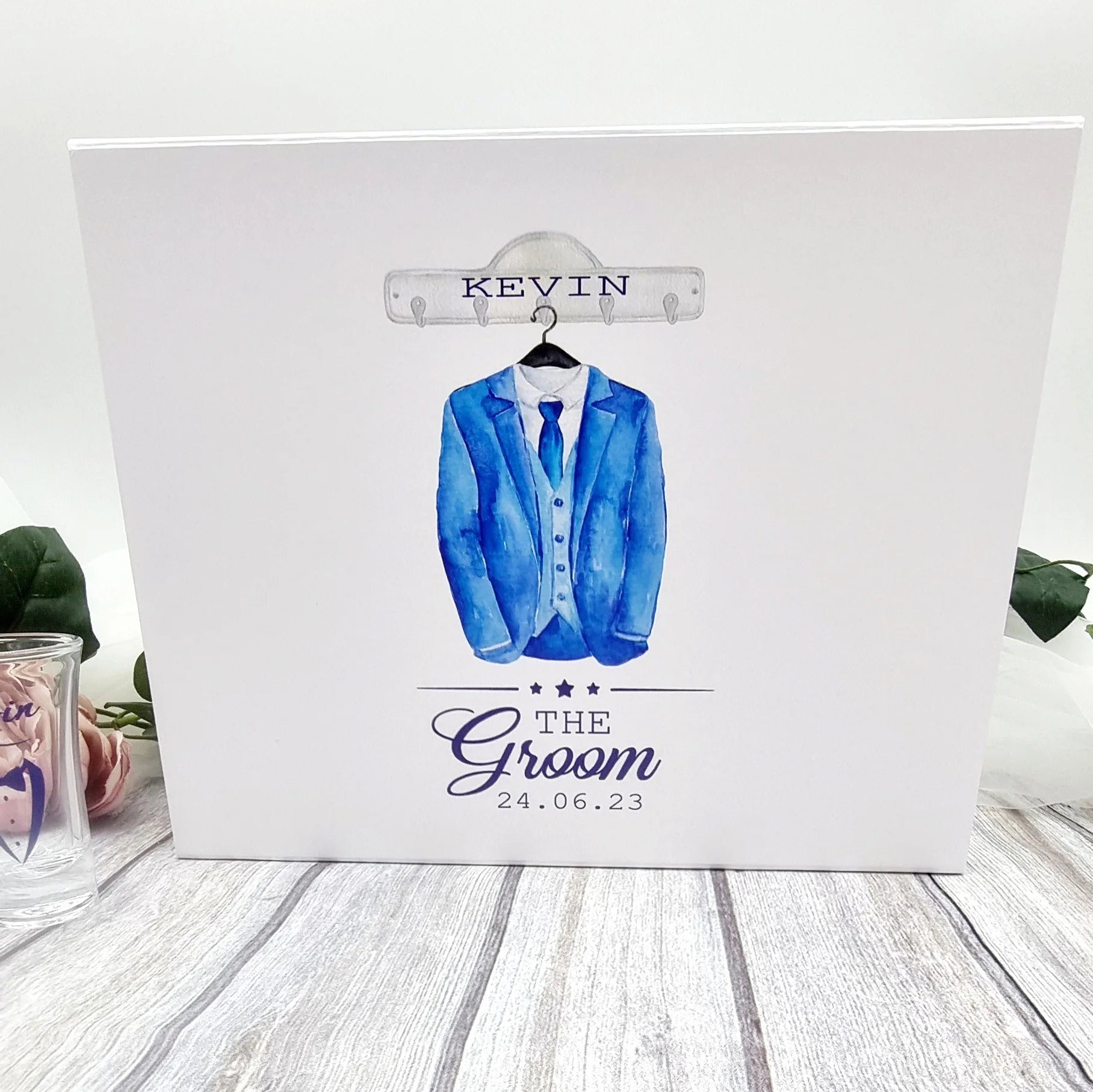 personalised groom gift box ireland wedding keepsake box with name and date blue suit design