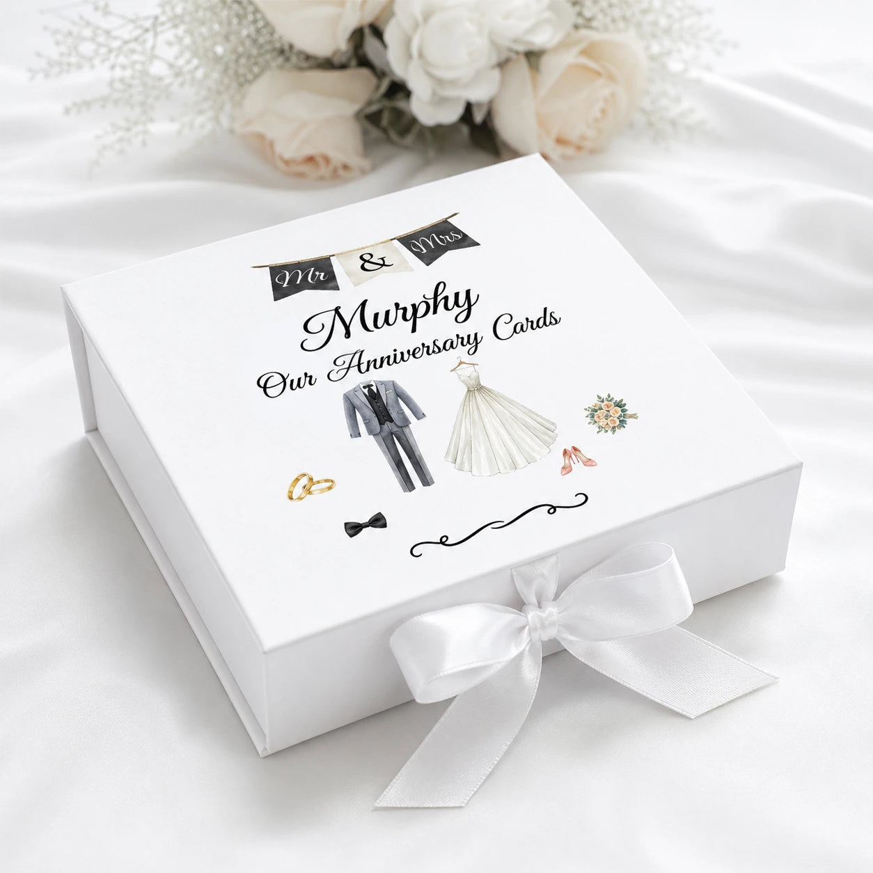 Store wedding anniversary cards safely in a personalised keepsake box. A meaningful gift and memory box for couples celebrating every year.