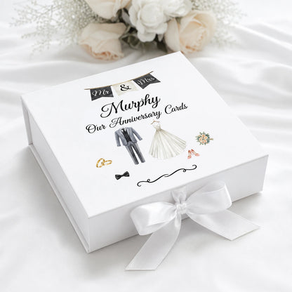 Store wedding anniversary cards safely in a personalised keepsake box. A meaningful gift and memory box for couples celebrating every year.