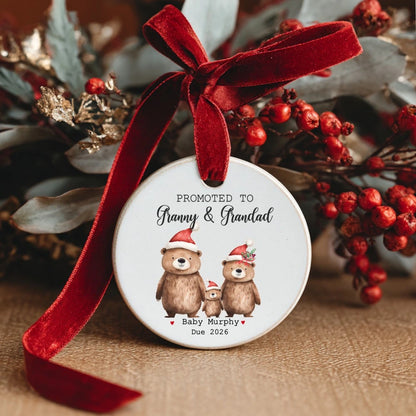 First Christmas as Granny & Grandad Bauble – Personalised Ceramic Ornament