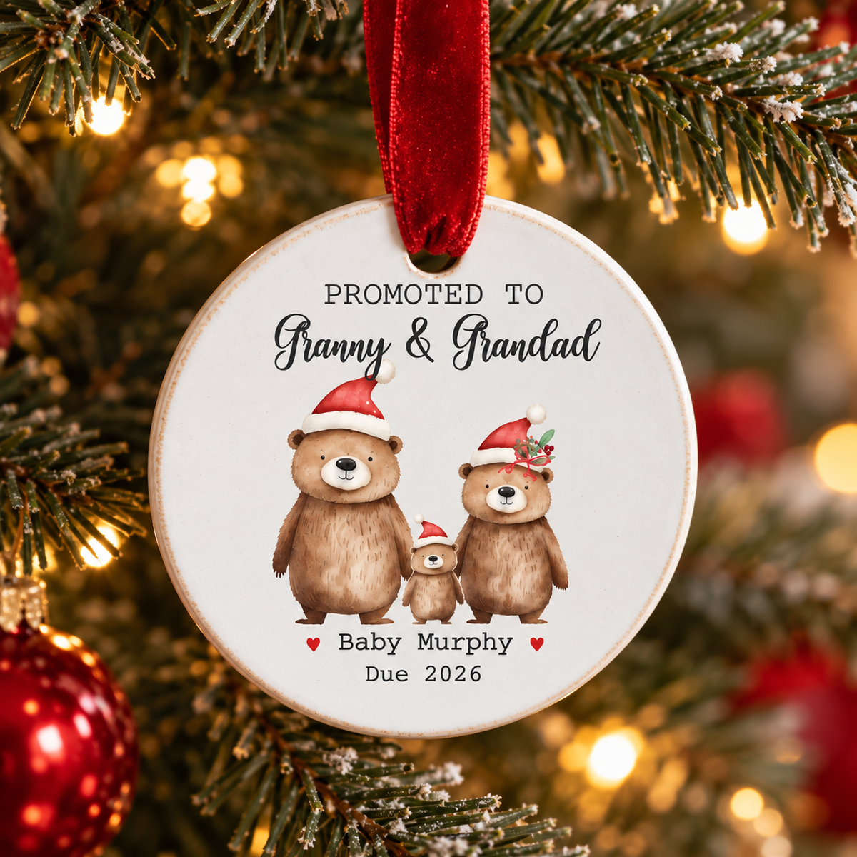 ceramic decoration with the words promoted to granny and grandad