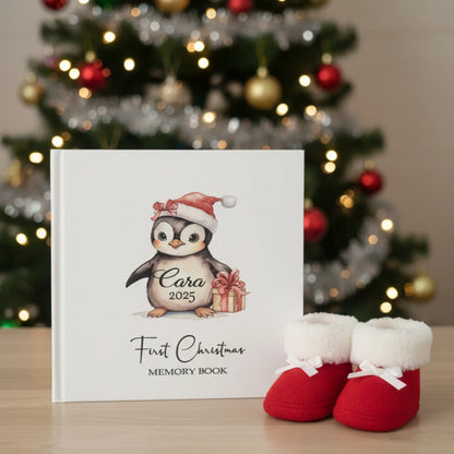 Personalised Baby’s First Christmas Memory Book – White Hardback Keepsake Book