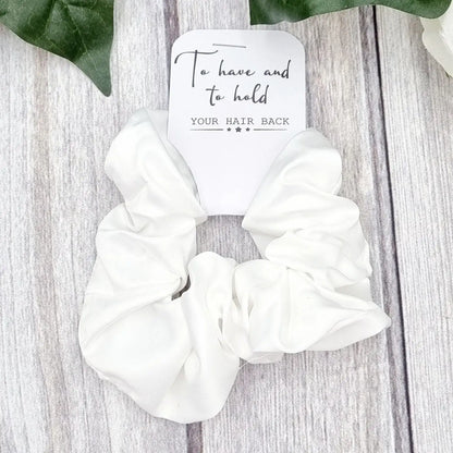 White to have and to hold scrunchie for bride to be