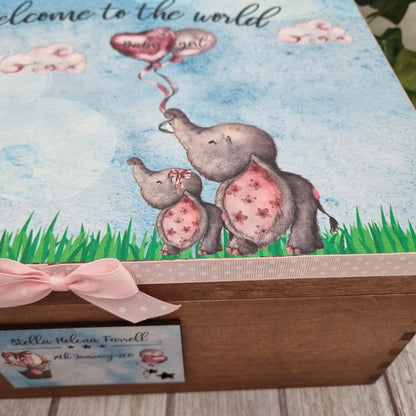 Personalised Baby Elephant Keepsake Memory Box