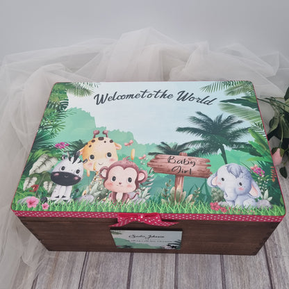 Personalised Baby Keepsake Memory Box Safari Theme