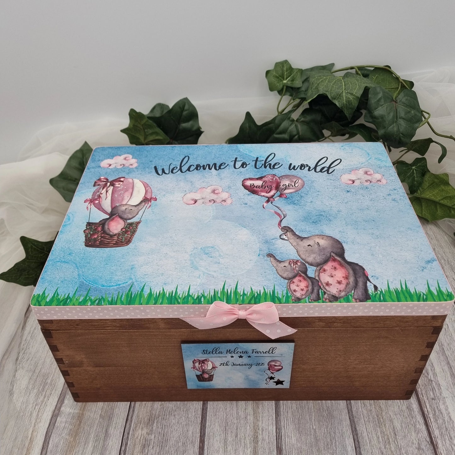 Personalised Baby Elephant Keepsake Memory Box