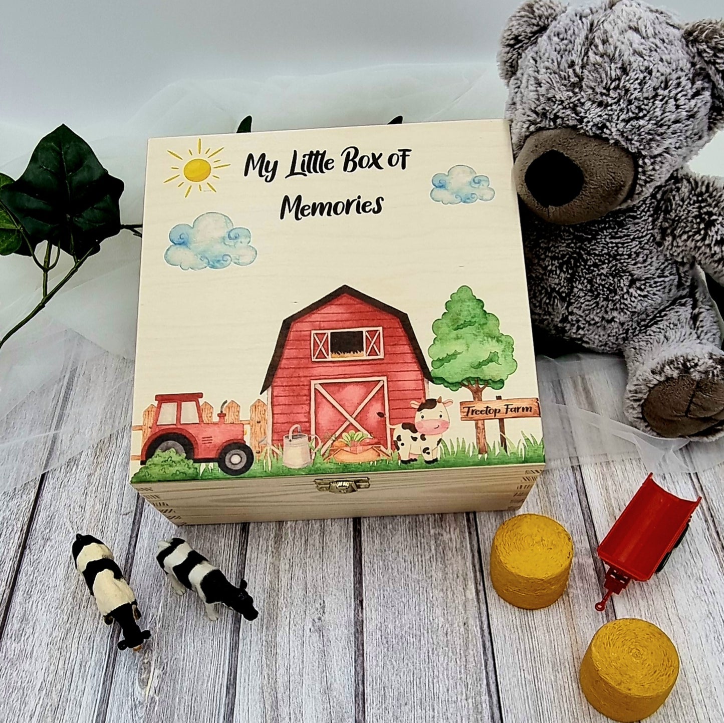 Personalised Treetop Farm Keepsake Memory Box