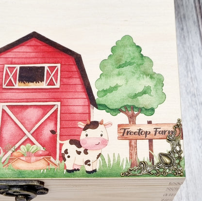 Personalised Treetop Farm Keepsake Memory Box