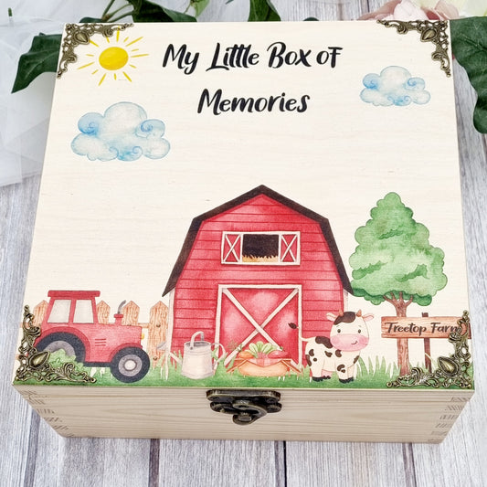 Personalised Treetop Farm Keepsake Memory Box