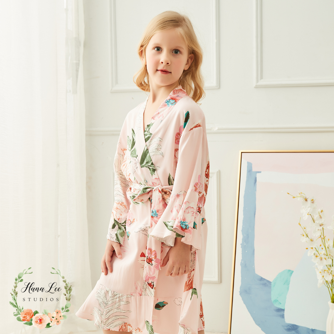 Kids Flower Girl Floral Robes