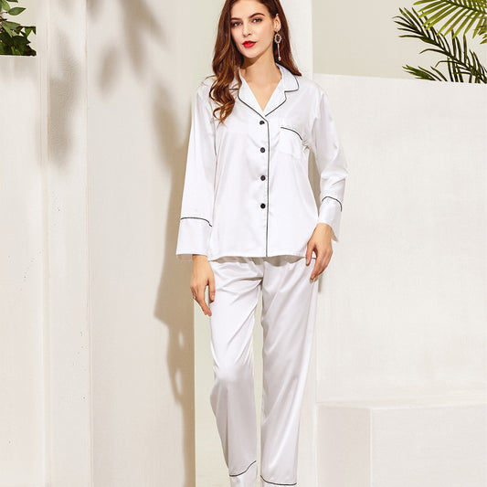 White bridal pyjamas with long sleeve shirt top and long bottoms