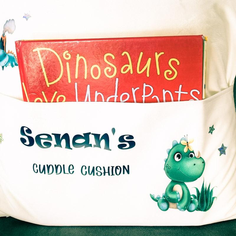 Personalised Dino Land Children's Cuddle Cushion