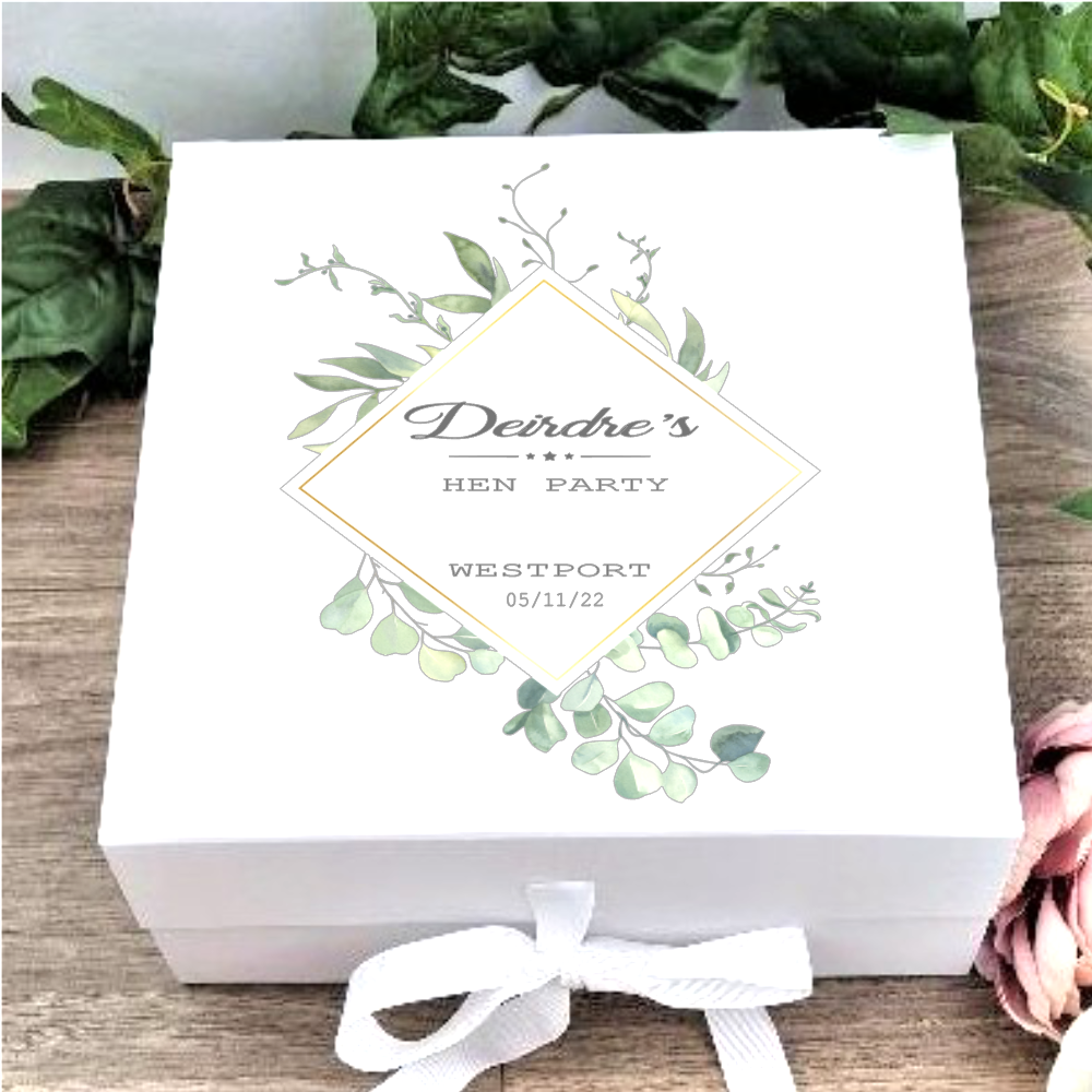 Hen Party Memory Keepsake Box Eucalyptus Design