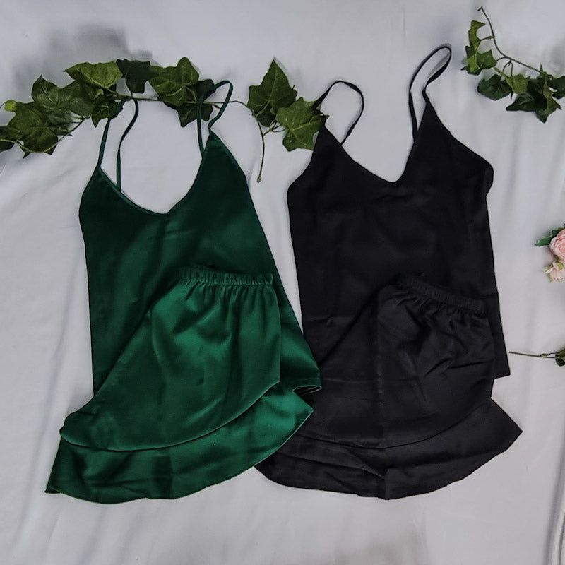 Cami Pyjama Sets Black Green