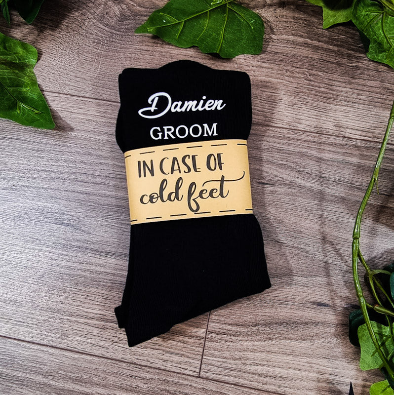 In case of cold feet personalised socks for your groom 